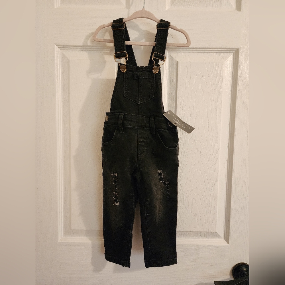 Black Distressed Overalls